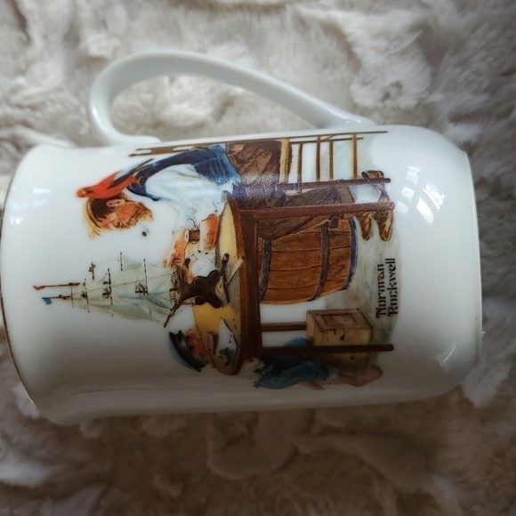 Norman Rockwell Made in Japan Museum Set of 7 Coffee or Tea Cups Gold Rimmed - Picture 3 of 16